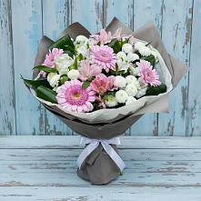 Букет цветов из:  Герберы, Альстромерии и Хризантемы в Романовке
