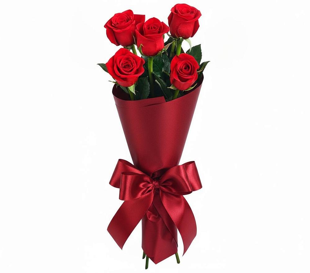 Букет 5 Красных роз Эдлесс Лав в Романовке