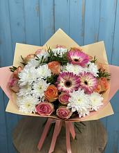 Букет цветов из:  Розы, Герберы и Хризантемы #REPLACE_PRED# Романовке