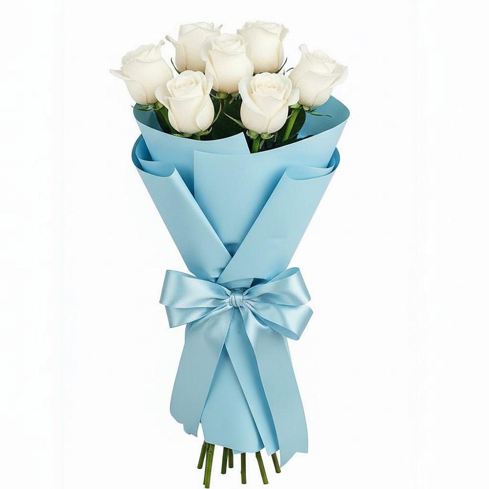 Букет 7 белых роз Проуд в Романовке