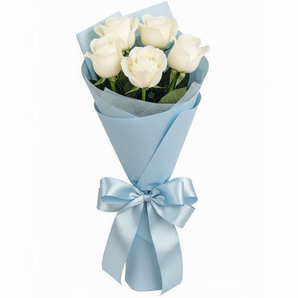 Букет 5 Белых роз Проуд в Романовке