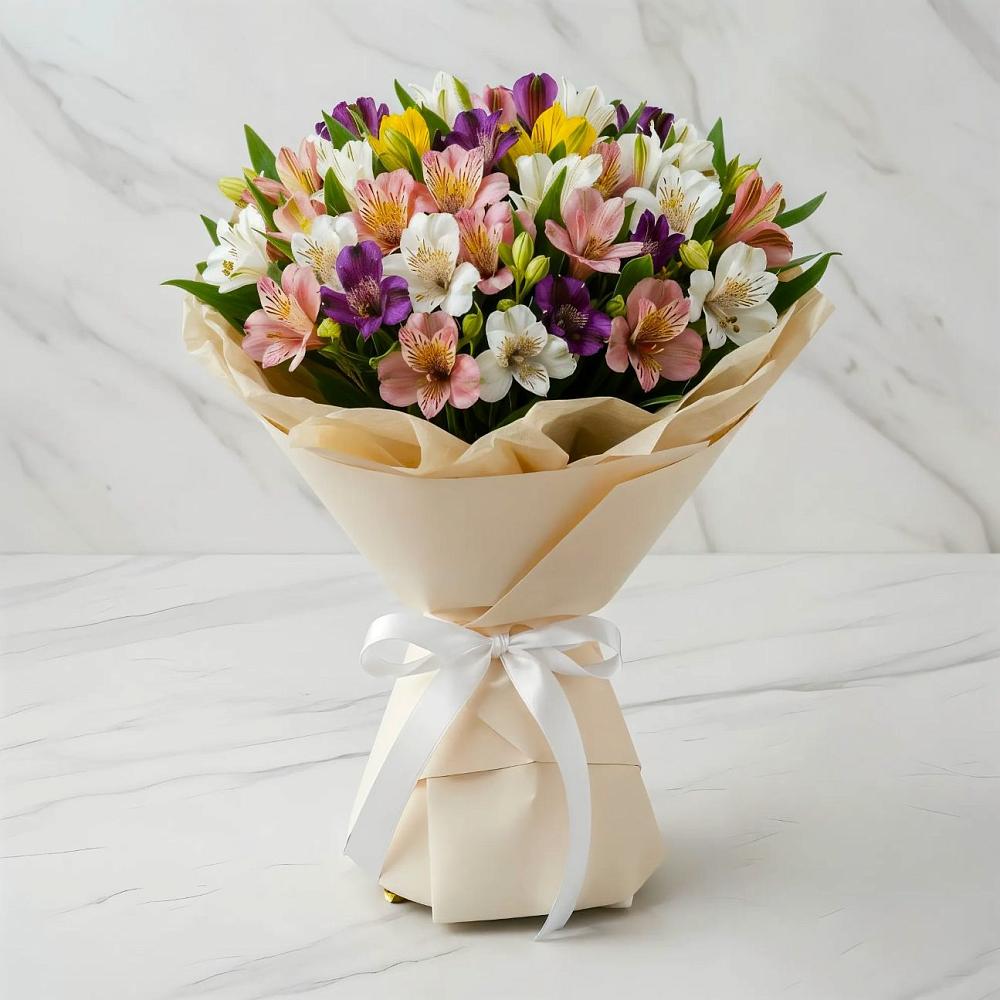 Букет цветов из: Альстромерии в Романовке