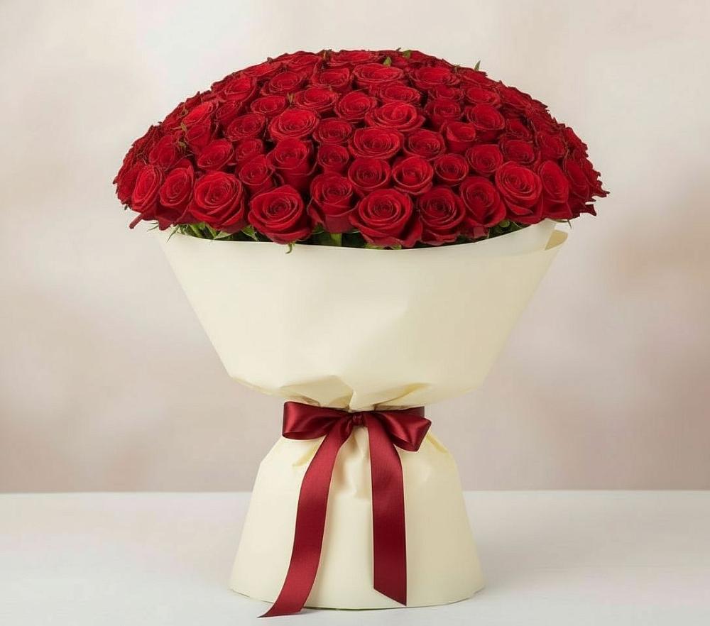 Букет 101 Красная роза Милано в Романовке