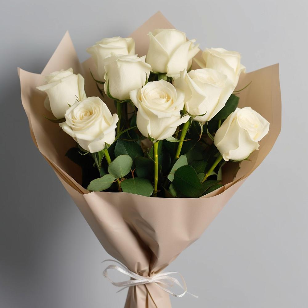 Букет 9 Белых роз Эдлесс Лав в Романовке