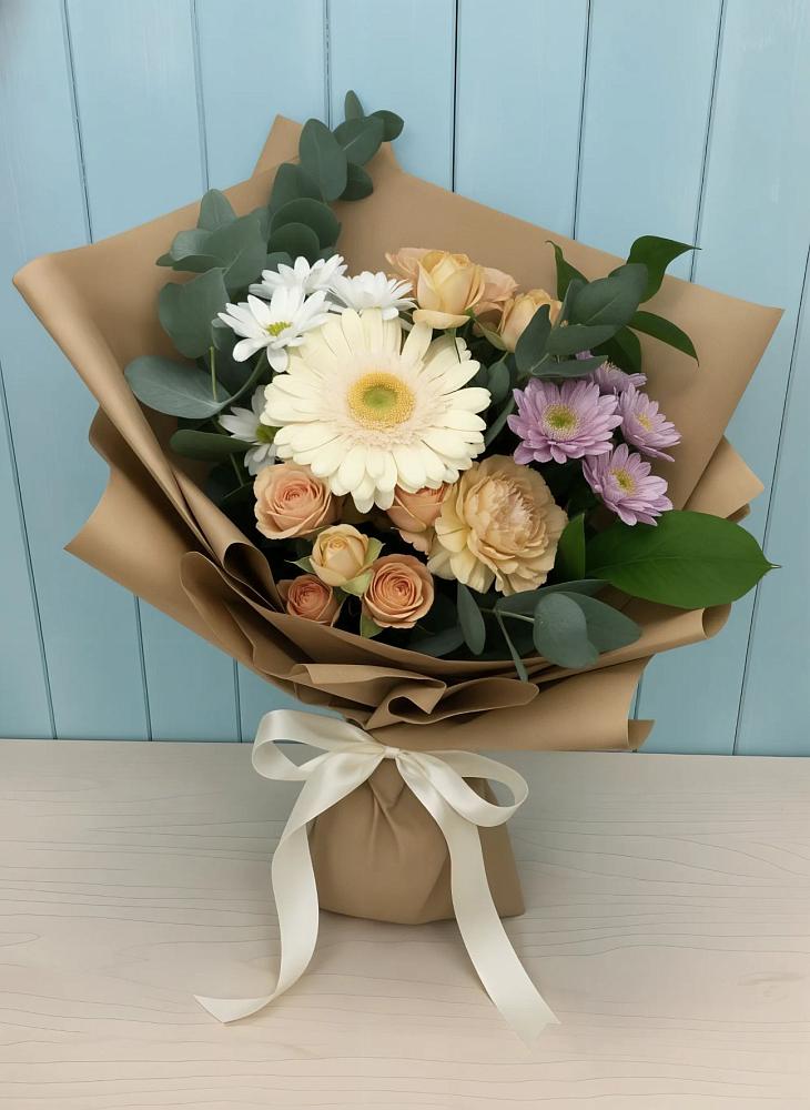 Букет цветов из: Герберы и Хризантемы в Романовке