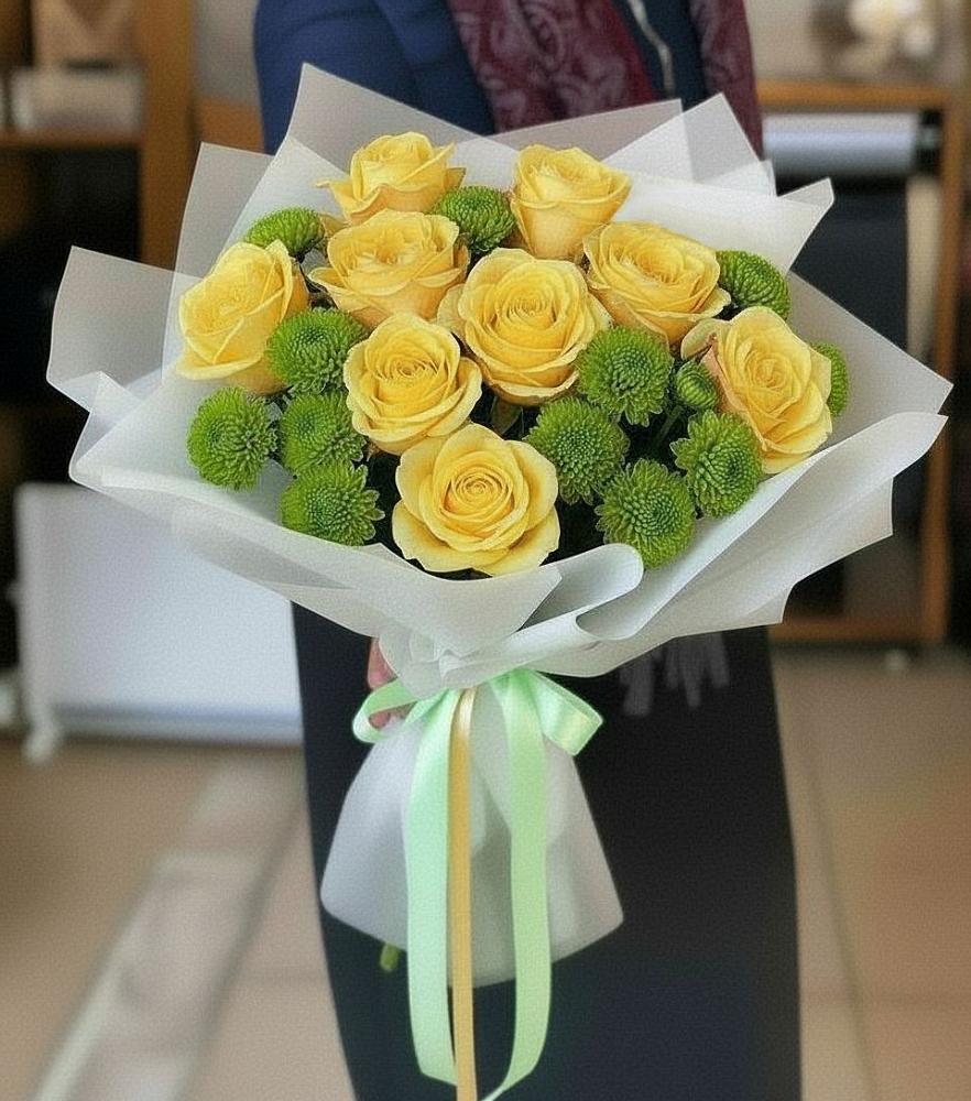 Букет цветов из: Хризантемы и Розы в Романовке