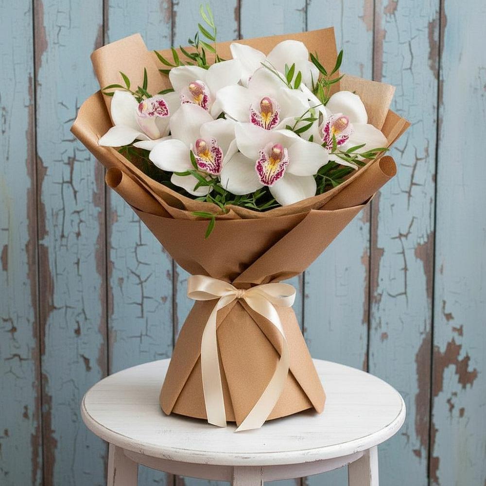 Букет цветов из: Орхидеи и Розы в Романовке
