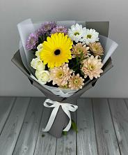 Букет цветов из:  Розы, Герберы и Хризантемы в Романовке