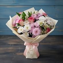 Букет цветов из:  Хризантемы, Альстромерии и Розы в Романовке