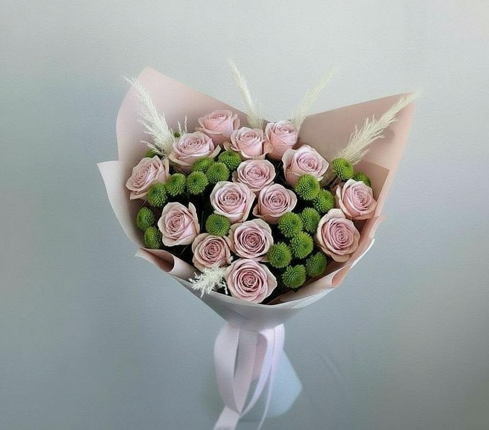 Букет цветов из: Розы и Хризантемы в Романовке