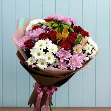 Букет цветов из:  Розы, Хризантемы и Альстромерии в Романовке