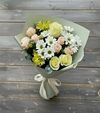 Букет цветов из:  Альстромерии, Розы и Хризантемы в Романовке