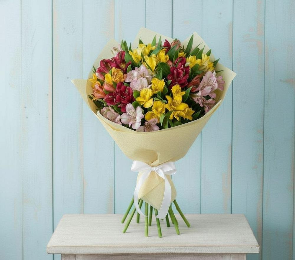 Букет цветов из: Альстромерии в Романовке