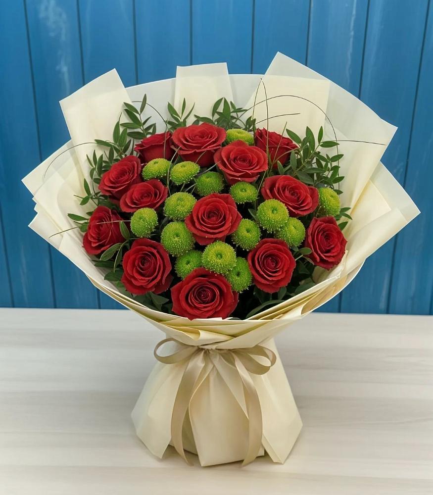 Букет цветов из: Розы и Хризантемы в Романовке